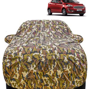Carzex Waterproof & Heat Resistant Jungle Print Camouflage Design Car Body Cover with Mirror Pockets?For Ford Figo New