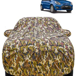 Carzex Waterproof & Heat Resistant Jungle Print Camouflage Design Car Body Cover with Mirror Pockets?For Ford Figo Old