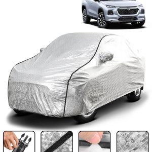Carzex Waterproof & Heat Resistant Metallic Silver With Black Border Car Body Cover with Mirror Pockets For Maruti Suzuki Grand Vitara