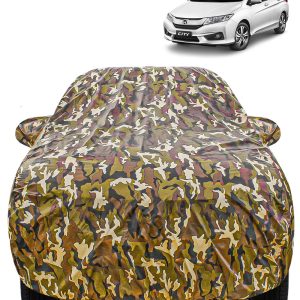 Carzex Waterproof & Heat Resistant Jungle Print Camouflage Design Car Body Cover with Mirror Pockets?For Honda City i-Vtec