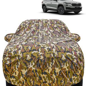 Carzex Waterproof & Heat Resistant Jungle Print Camouflage Design Car Body Cover with Mirror Pockets For Skoda Kodiaq