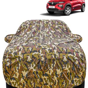 Carzex Waterproof & Heat Resistant Jungle Print Camouflage Design Car Body Cover with Mirror Pockets?For Renault Kwid New