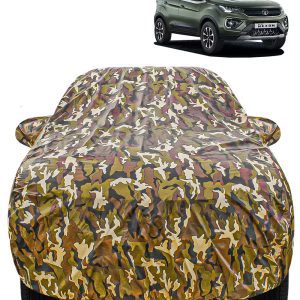 Carzex Waterproof & Heat Resistant Jungle Print Camouflage Design Car Body Cover with Mirror Pockets?For Tata Nexon