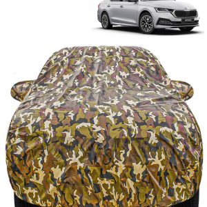 Carzex Waterproof & Heat Resistant Jungle Print Camouflage Design Car Body Cover with Mirror Pockets?For Skoda Octavia