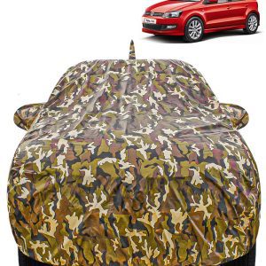 Carzex Waterproof & Heat Resistant Jungle Print Camouflage Design Car Body Cover with Mirror & Antenna Pockets?For Volkswagen Polo