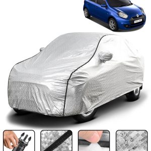 Carzex Waterproof & Heat Resistant Metallic Silver With Black Border Car Body Cover with Mirror Pockets For Nissan Pulse
