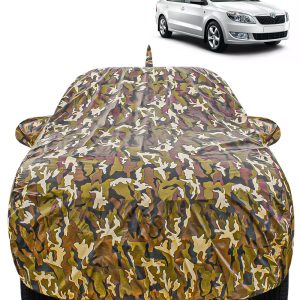 Carzex Waterproof & Heat Resistant Jungle Print Camouflage Design Car Body Cover with Mirror & Antenna Pockets?ForSkoda Rapid Old