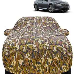Carzex Waterproof & Heat Resistant Jungle Print Camouflage Design Car Body Cover with Mirror Pockets?For Skoda Superb