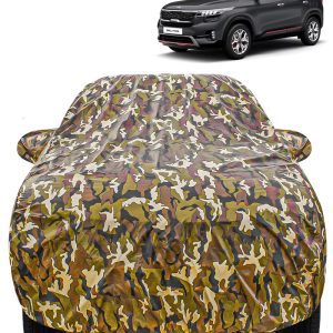 Carzex Waterproof & Heat Resistant Jungle Print Camouflage Design Car Body Cover with Mirror Pockets?ForKia Seltos