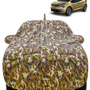 Carzex Waterproof & Heat Resistant Jungle Print Camouflage Design Car Body Cover with Mirror & Antenna Pockets?For Tata Altroz