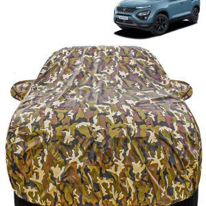 Carzex Waterproof & Heat Resistant Jungle Print Camouflage Design Car Body Cover with Mirror Pockets?For Tata Safari