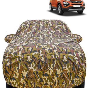 Carzex Waterproof & Heat Resistant Jungle Print Camouflage Design Car Body Cover with Mirror Pockets?For Tata Harrier