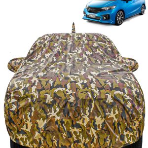 Carzex Waterproof & Heat Resistant Jungle Print Camouflage Design Car Body Cover with Mirror & Antenna Pockets?For Honda Jazz