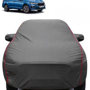 Carzex 2X2 Heavy Duty Red Border Car Body Cover for Skoda Slavia
