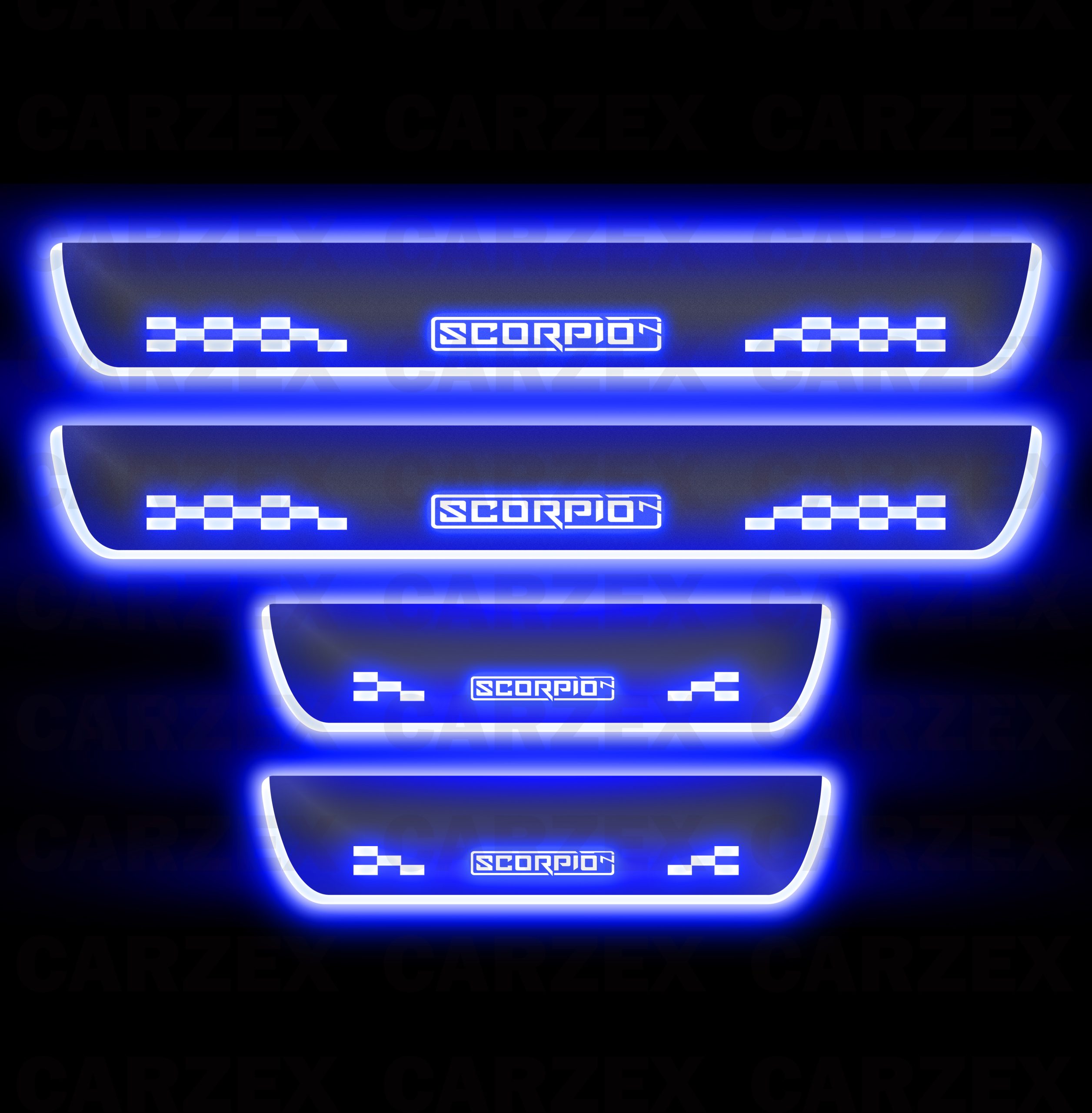 Carzex Car Door Opening Led Acrylic Foot Step Sill Plate Compatible with Mahindra Scorpio N (Blue) (Set of 4 Pcs) 5 02