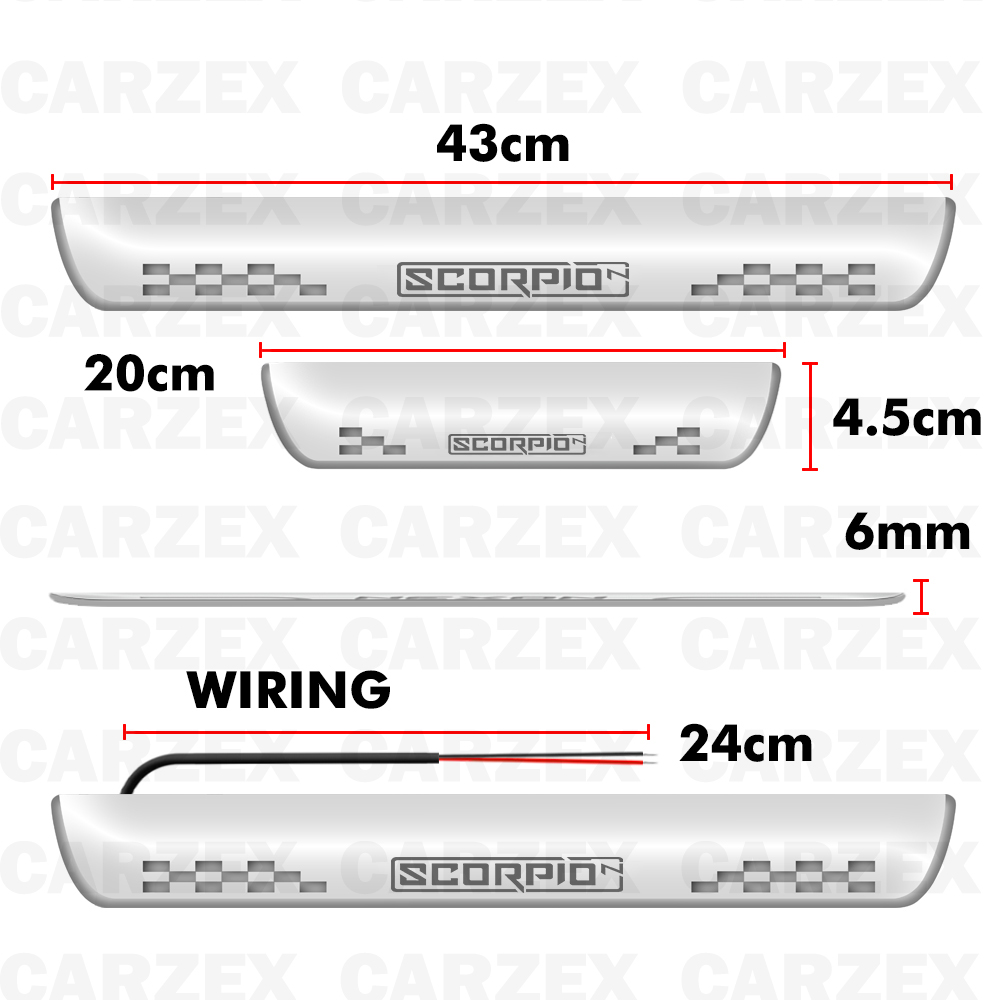 Carzex Car Door Opening Led Acrylic Foot Step Sill Plate Compatible with Mahindra Scorpio N (Blue) (Set of 4 Pcs) 3 04