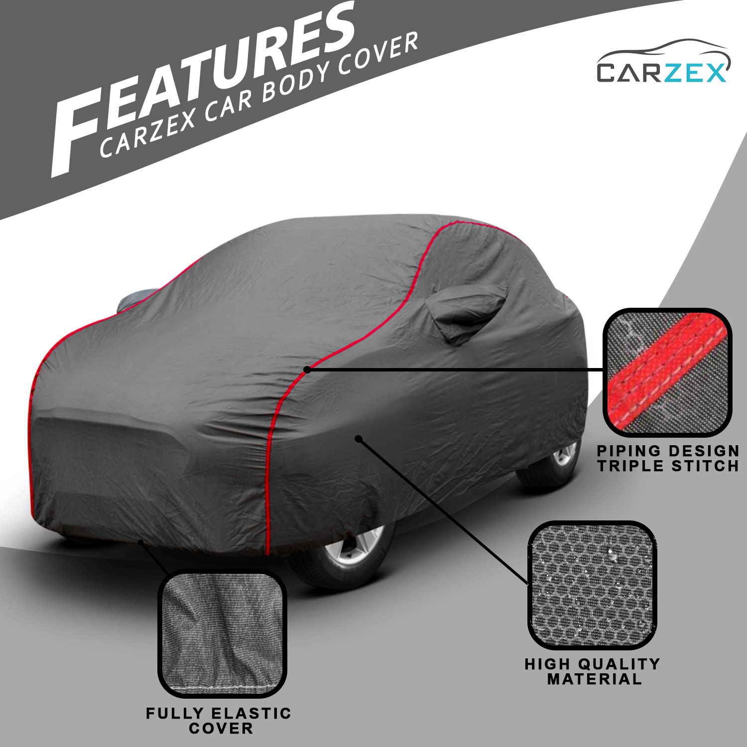 Carzex 2x2 Heavy Duty Red Border Car Body Cover For Maruti Suzuki Ertiga New 4 03