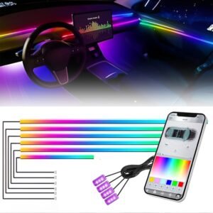 Carzex Multi Color Matrix Interior Ambient Running Atmosphere Light for Dashboard, Doors & Under Dash Ambience (App Controlled, Set of 10)
