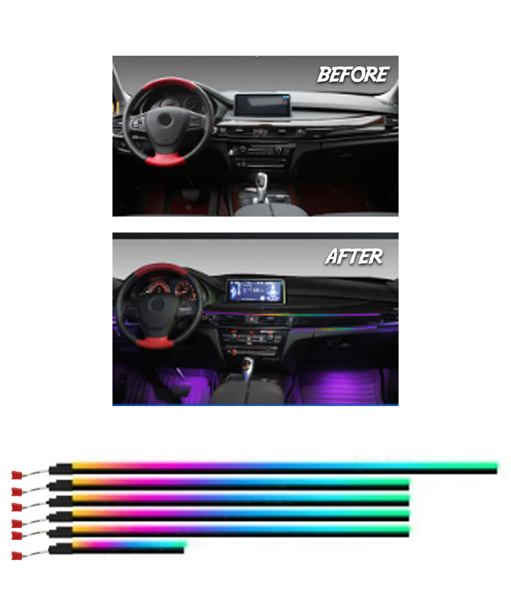 Carzex Multi Color Matrix Interior Ambient Running Atmosphere Light for Dashboard, Doors & Under Dash Ambience (App Controlled, Set of 10) 3 B