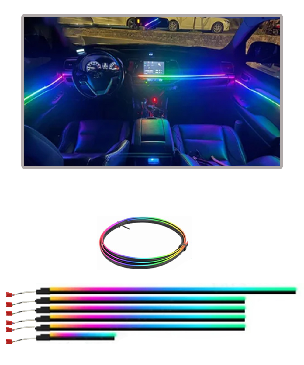 Carzex Multi Color Matrix Interior Ambient Running Atmosphere Light for Dashboard, Doors & Under Dash Ambience (App Controlled, Set of 10) 4 C