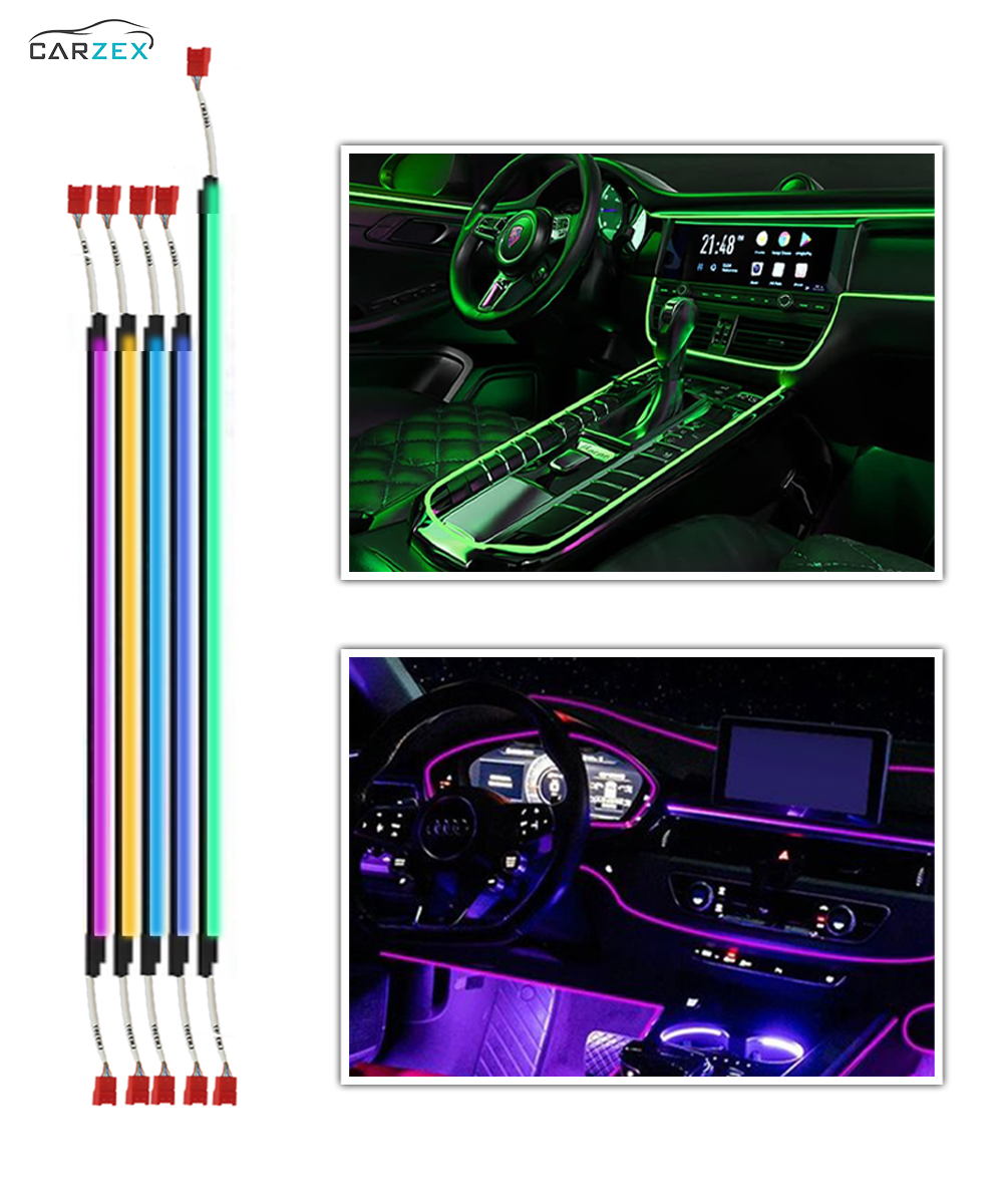 Carzex Multi Color Interior Ambient Atmosphere Light for Dashboard & 4 Doors (App Controlled, Colorful, Set of 6) 3 3