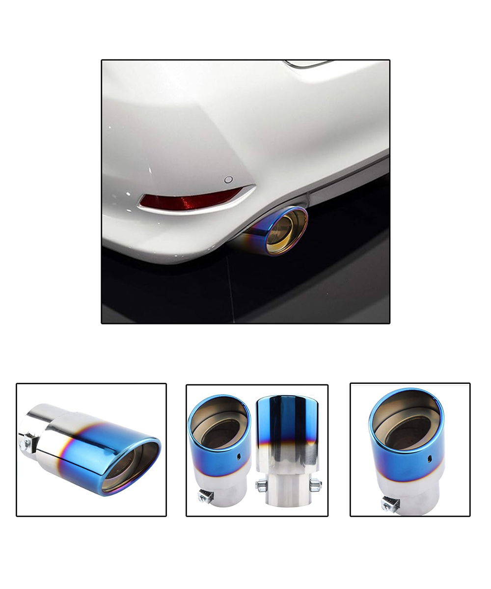 Carzex Universal Fit Car Straight Bent Burnt Oval Shaped Exhaust Tail Muffler Tip (A-153) 4 A