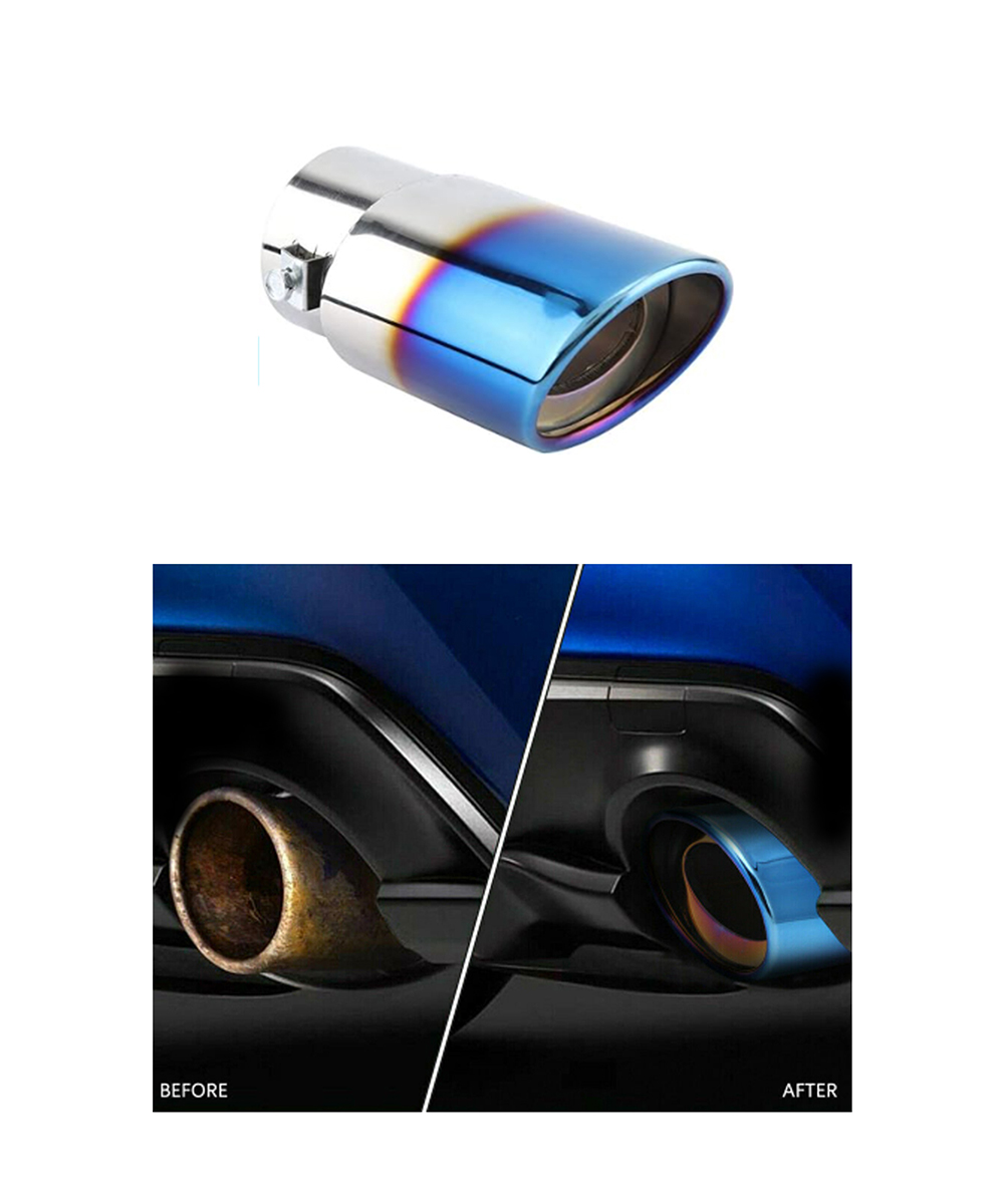 Carzex Universal Fit Car Straight Bent Burnt Oval Shaped Exhaust Tail Muffler Tip (A-153) 2 C