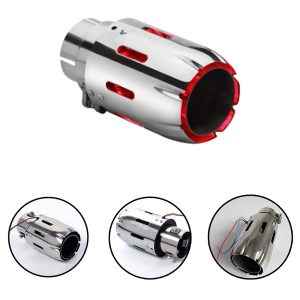 Carzex Exhaust Tips Stainless Steel Muffler Car Exhaust Tail Pipe Modification Luminous Tube With Flame LED light (Red) MODEL-6409