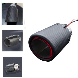 Carzex Red Flame Led Exhaust Muffler Tip Carbon Fiber Racing Automobile Car Tail Pipe Light MODEL(6402)