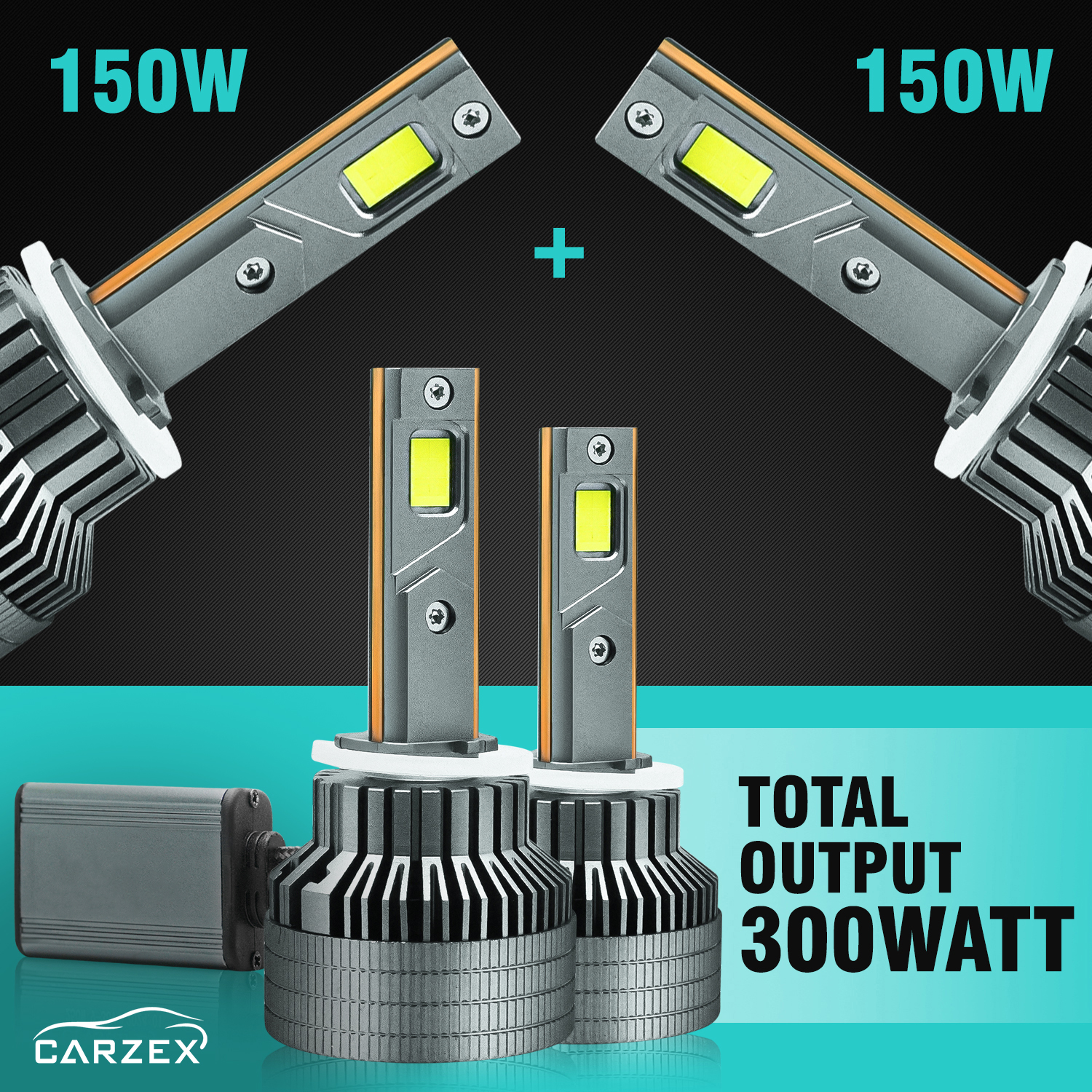 Carzex Crystal Eye H27 White Plug & Play LED Headlight Bulb For Cars (300W/20000LM/6000K) 2 2