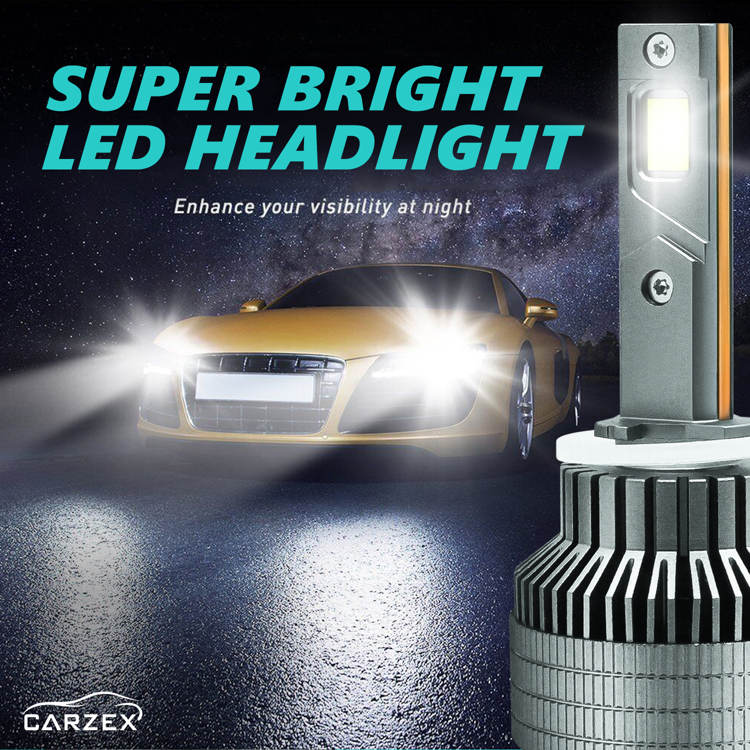 Carzex Crystal Eye H27 White Plug & Play LED Headlight Bulb For Cars (300W/20000LM/6000K) 6 7