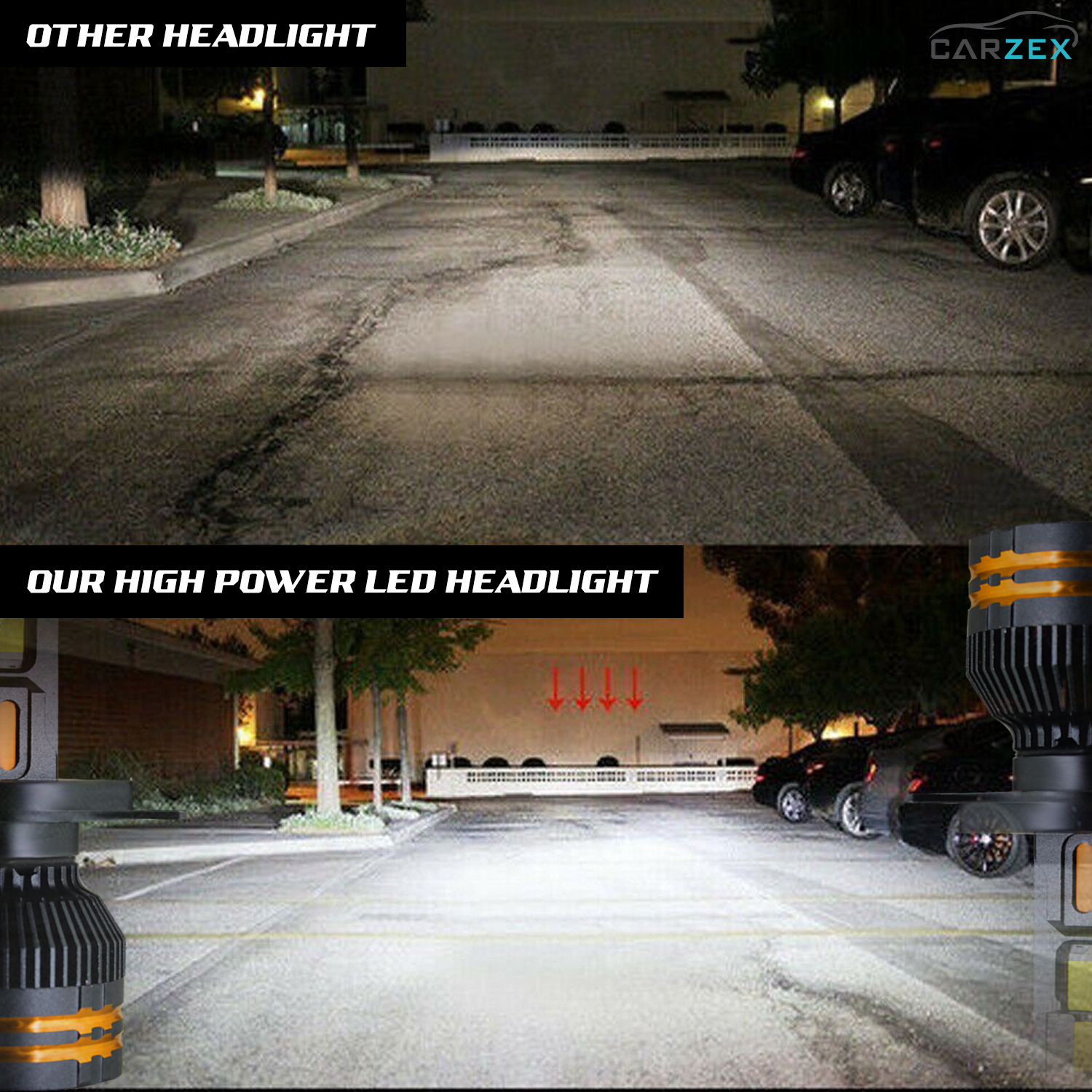Carzex Crystal Eye H4 White Plug & Play LED Headlight Bulb For Cars (300W/20000LM/6000K) 2 CZ (2)