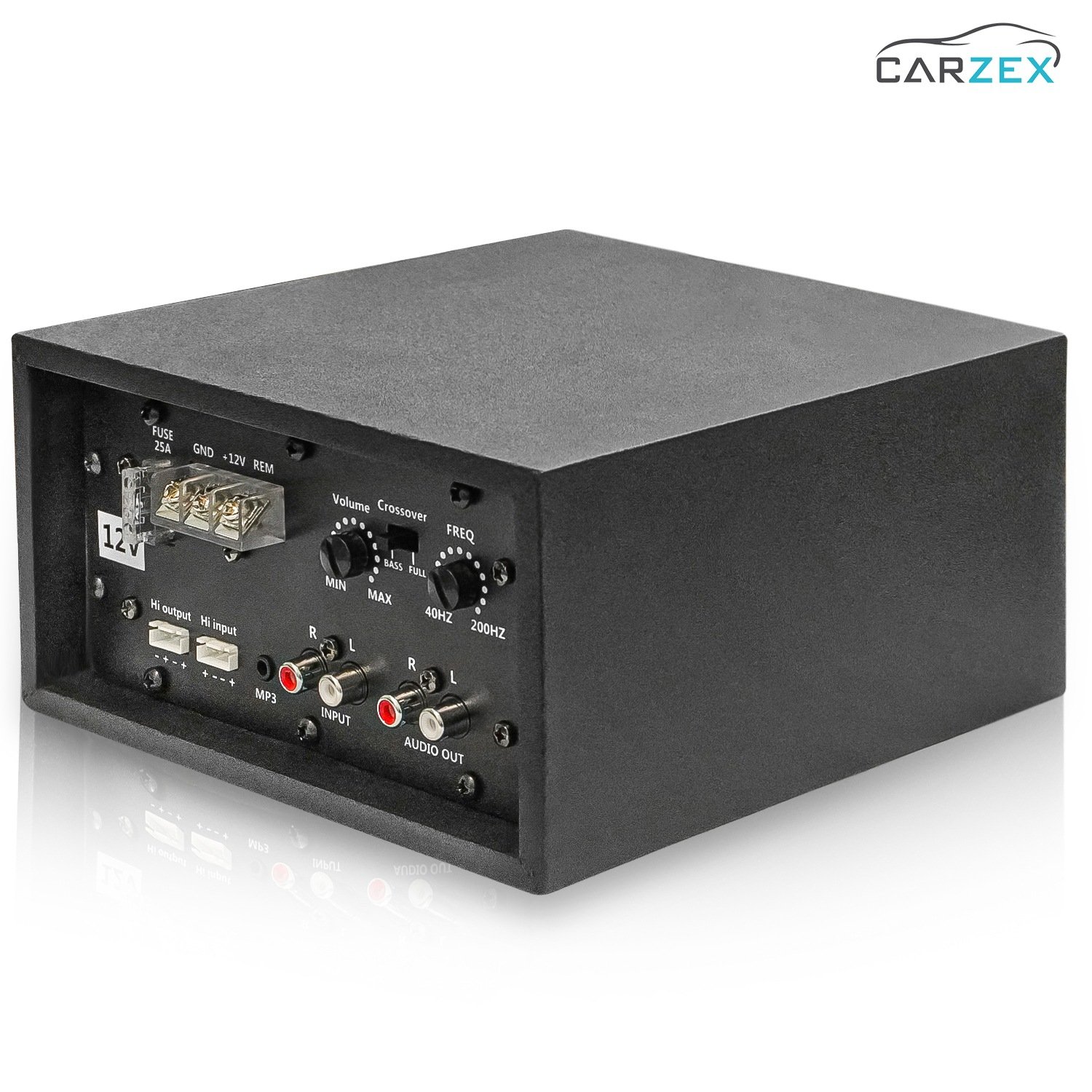 CARZEX 12V Dual Channel 120W Car Amplifier Stereo Power Mono Amp Audio, Bass Sub- Woofer kit, Monoblock, Black Body Encloser,Car Multi Channel Amplifier Class AB, Mosfet Dc Power Supply 68 1 4
