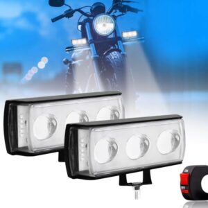CARZEX 3 Led Ultra Mini Drive Fog Light Projector Light with White/Yellow + Red & Blue Stable + Flasher Led DRL Light for Cars, Bikes, Scooty with Turn On/Off Switch, 2 Pc