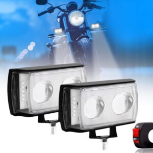 CARZEX 2 Led Ultra Mini Drive Fog Light Projector Light with White/Yellow + Red & Blue Stable + Flasher Led DRL Light for Cars, Bikes, Scooty with Turn On/Off Switch, 2 Pc