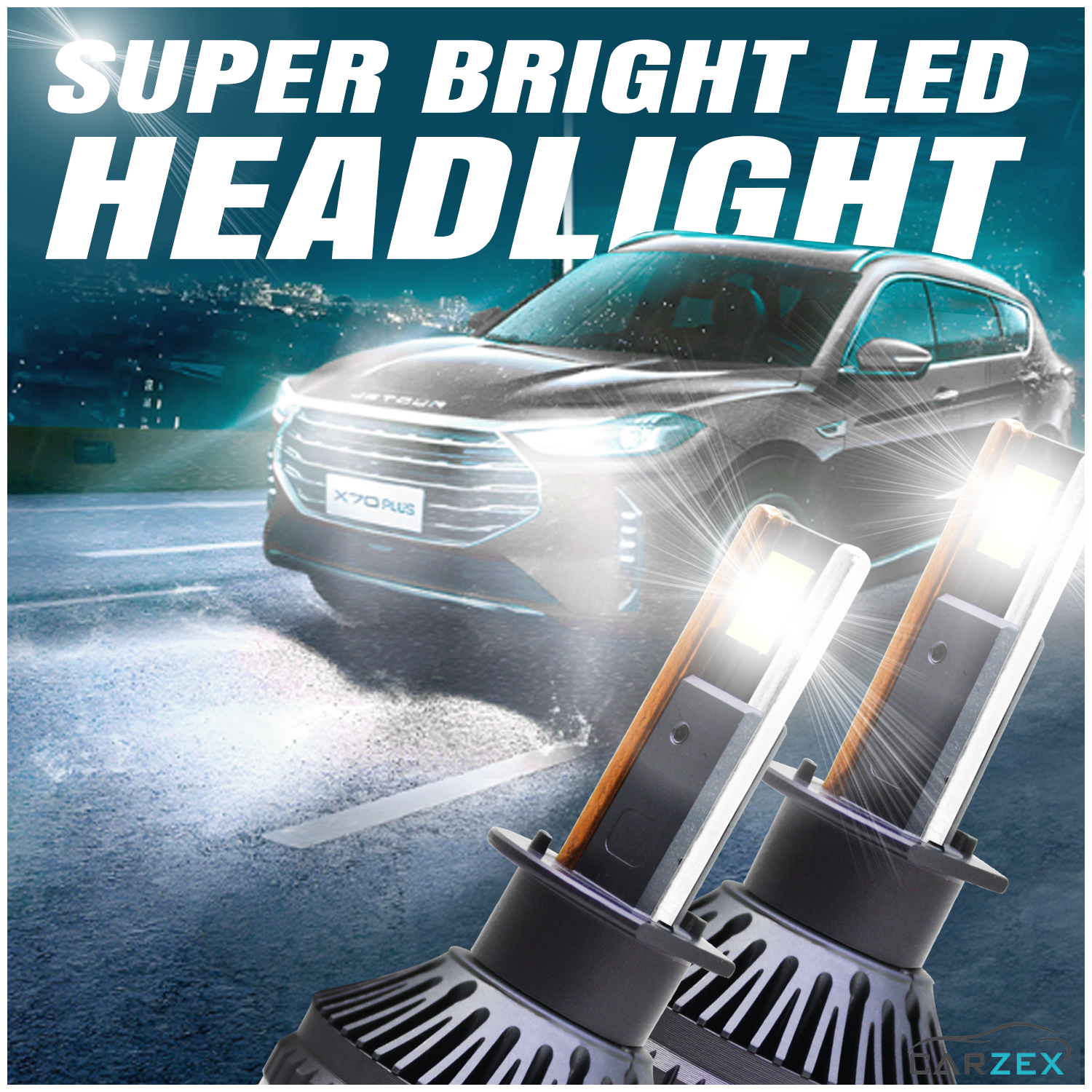 Carzex Crystal Eye H1 White Plug & Play LED Headlight Bulb For Cars (300W/20000LM/6500K) 6 5