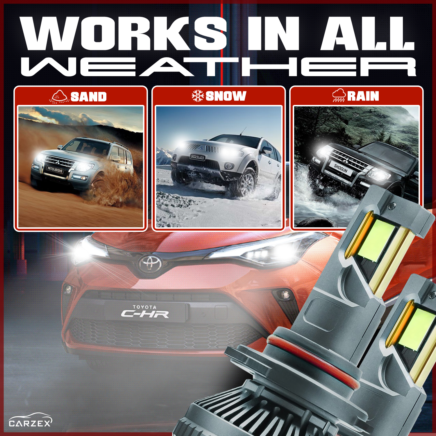Carzex Crystal Eye 9012 White Plug & Play LED Headlight Bulb For Cars (300W/20000LM/6500K) 6 6