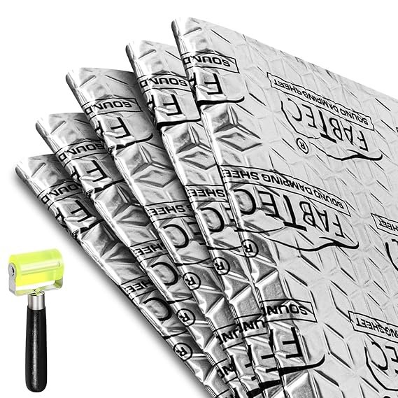 CARZEX Car Damping Sheet 32"X18" with 3mm Thickness | Sound & Heat PROOFING Car Sound Deadening Material Sound Insulation | Premium Sound & Heat Insulation Mat Design (Silver, Set of 5) with Roller 63 1 1